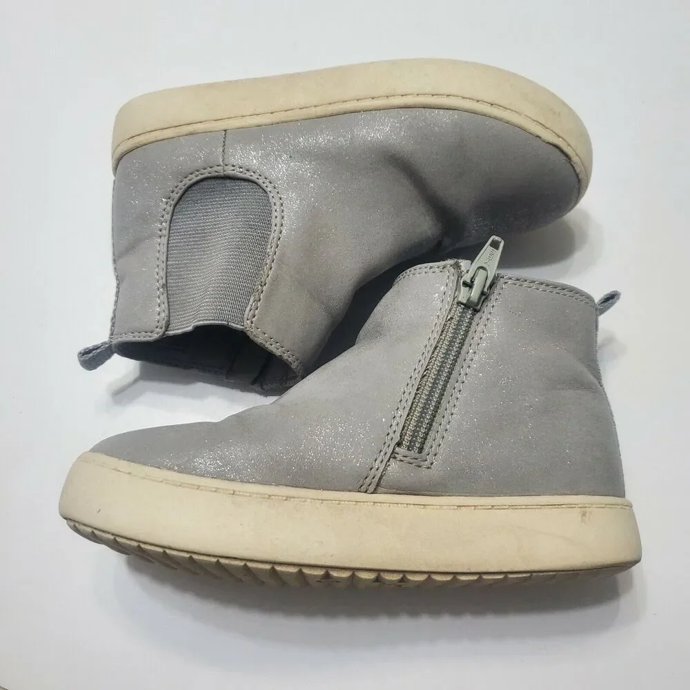 Cat Jack Shoes Girl Size 10 Boot Grey Sparkly Small Platform Side‎ Zip Round Toe